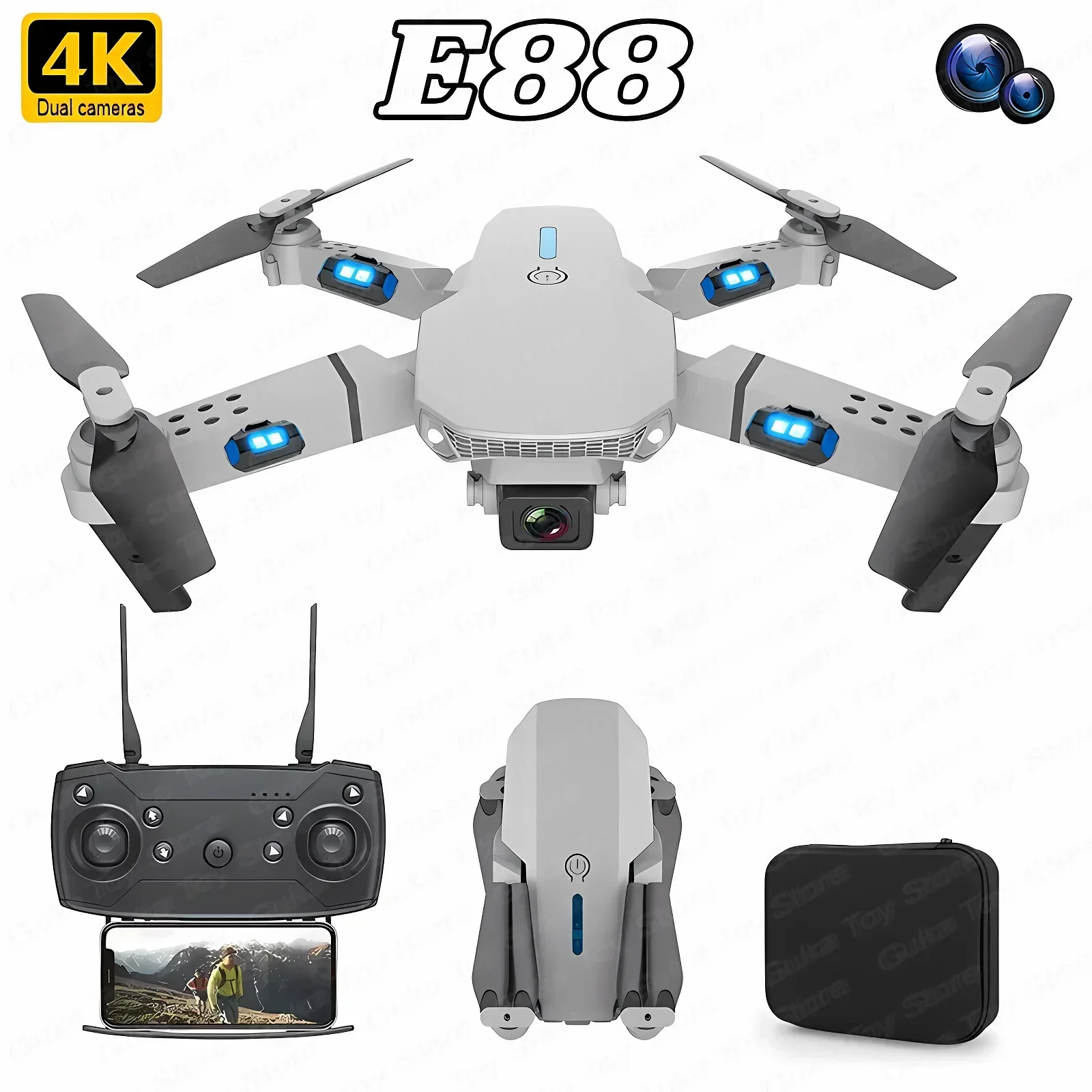 Rc Hobby Wire - E88 프로 와이파이 FPV 드론, 광각