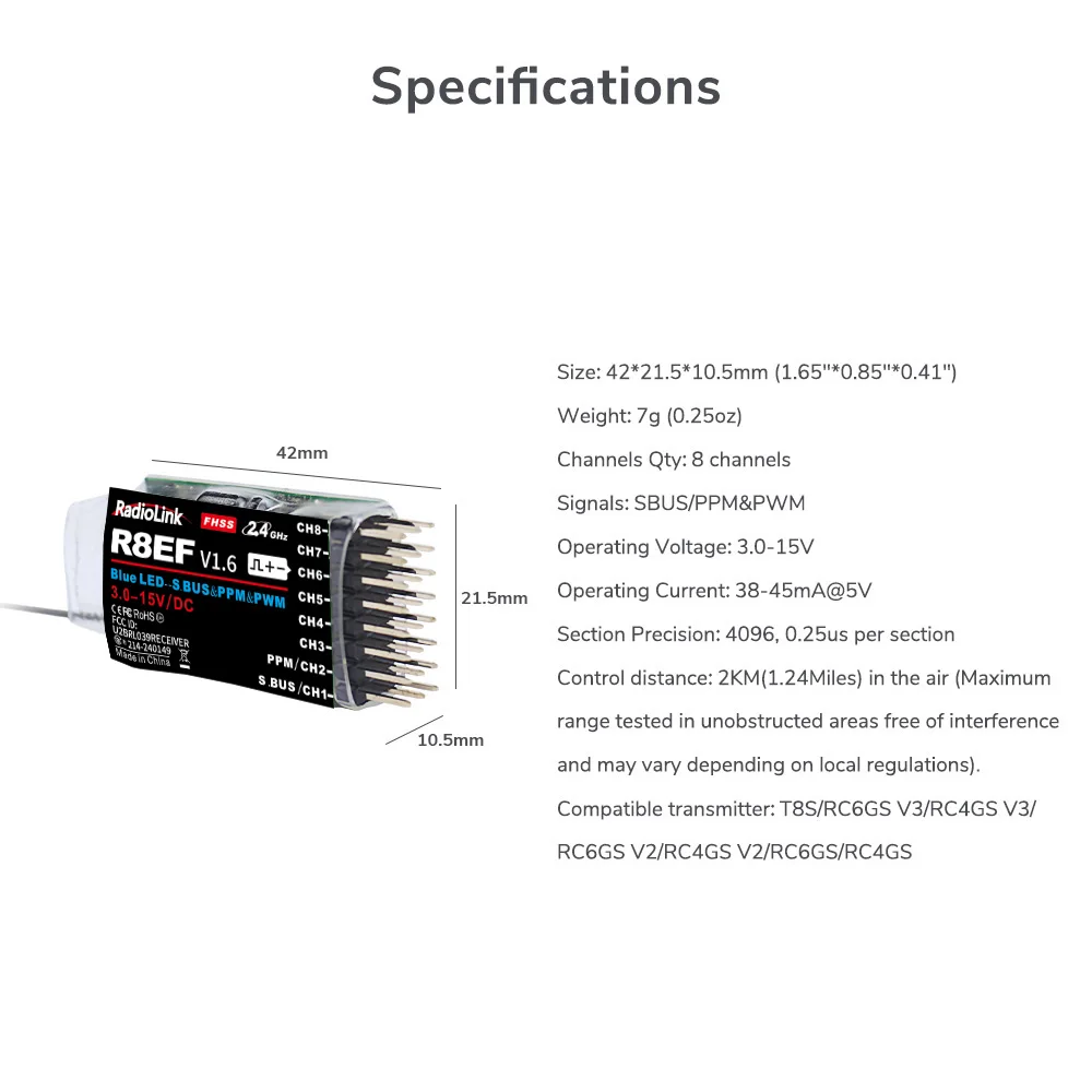 Radiolink R8EF 수신기 2.4G 8채널 SB - Receiver Sbus 8Ch 리뷰 및 가격
